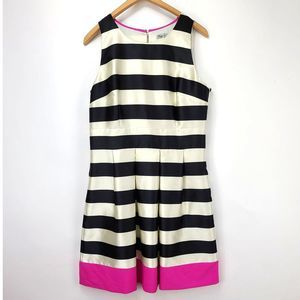 Striped Black and White Dress with Pink Hem